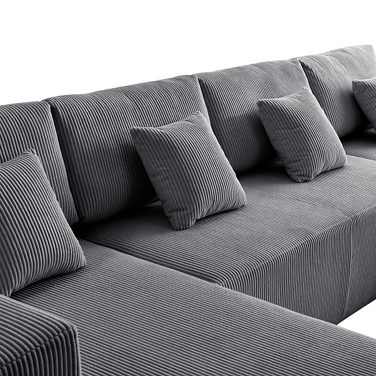 Модульный бескаркасный диван S052 серый, размер 350×180×82&nbsp;см