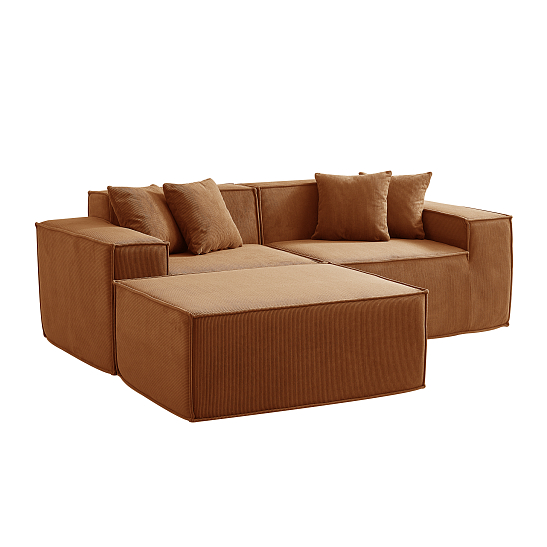 Угловой бескаркасный диван S044 оранжевый, размер 277×65×164&nbsp;см