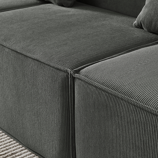 Угловой бескаркасный диван S044 серый, размер 277×65×164&nbsp;см