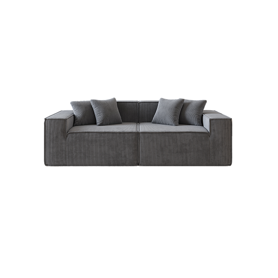 Прямой бескаркасный диван S045 серый, размер 200×65×90&nbsp;см