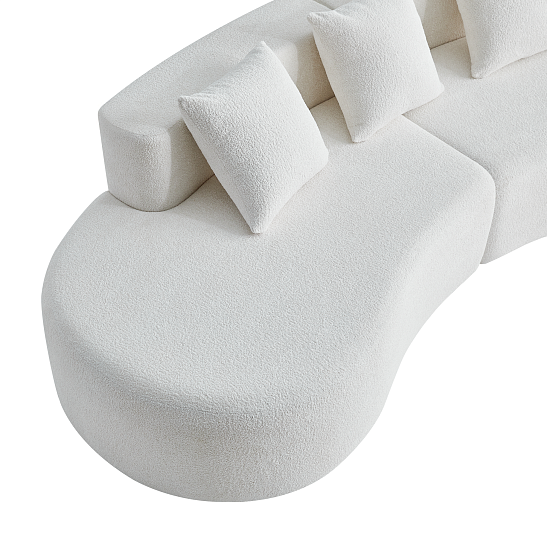 Модульный бескаркасный диван S077 белый, размер 277×103×68&nbsp;см