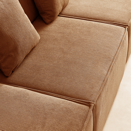 Угловой бескаркасный диван S044 оранжевый, размер 277×65×164&nbsp;см