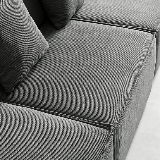 Угловой бескаркасный диван S044 серый, размер 277×65×164&nbsp;см