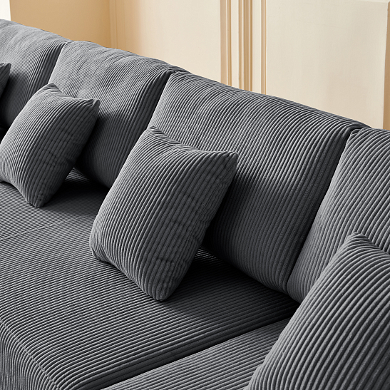 Модульный бескаркасный диван S052 серый, размер 350×180×82&nbsp;см