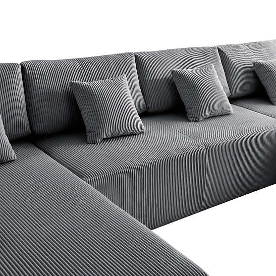 Модульный бескаркасный диван S052 серый, размер 350×180×82&nbsp;см