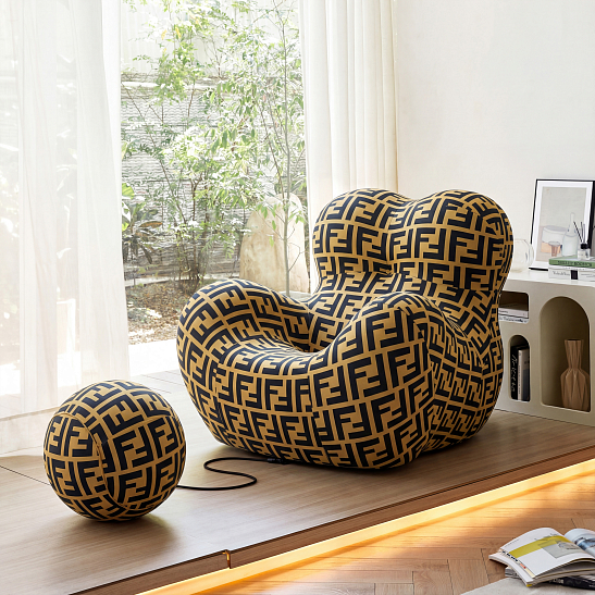 Бескаркасное кресло S023 черно-желтый, размер 121×90×102&nbsp;см