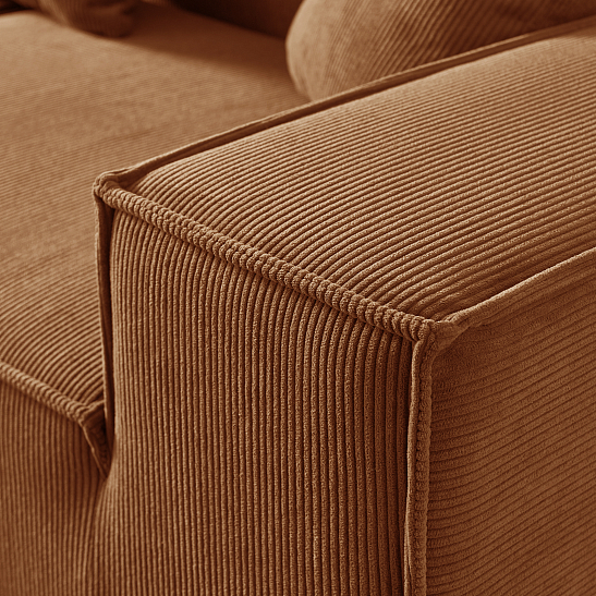 Угловой бескаркасный диван S044 оранжевый, размер 277×65×164&nbsp;см