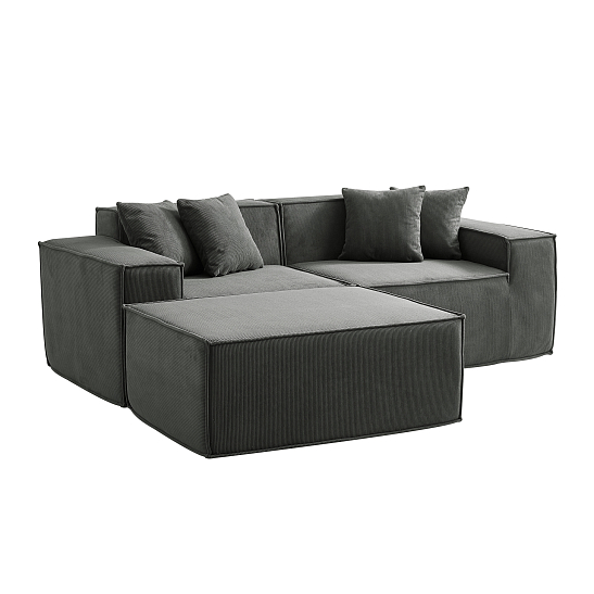 Угловой бескаркасный диван S044 серый, размер 277×65×164&nbsp;см