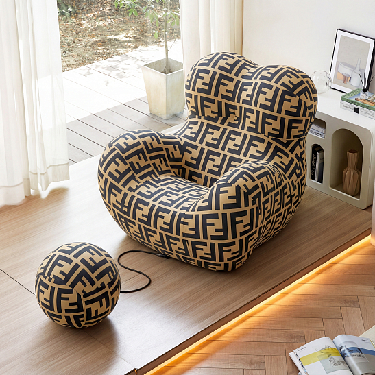 Бескаркасное кресло S023 черно-желтый, размер 121×90×102&nbsp;см