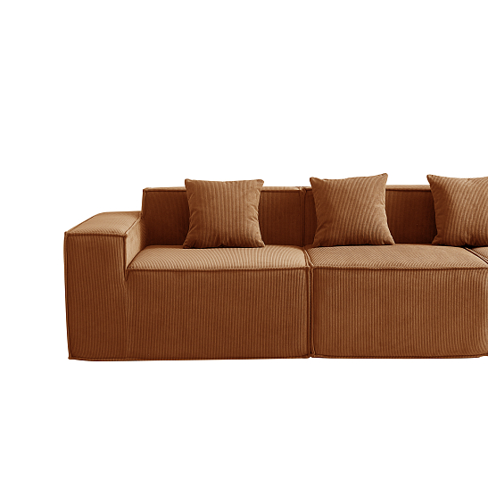 Угловой бескаркасный диван S044 оранжевый, размер 277×65×164&nbsp;см