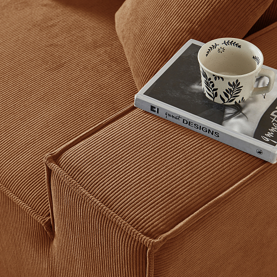 Угловой бескаркасный диван S044 оранжевый, размер 277×65×164&nbsp;см