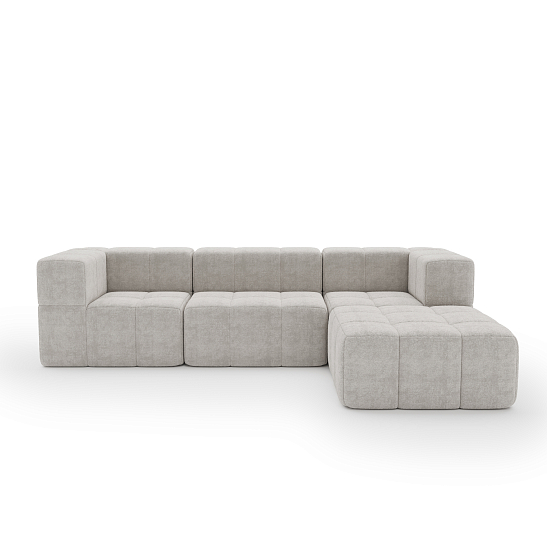Угловой бескаркасный диван S069 светло-серый, размер 261×66×174&nbsp;см