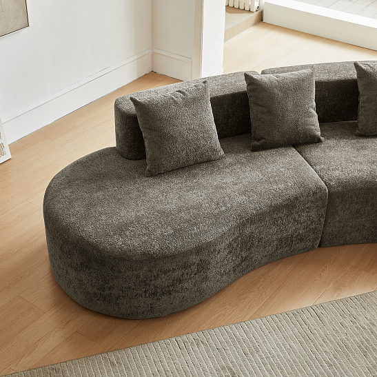 Модульный бескаркасный диван S077 серый, размер 277×103×68&nbsp;см