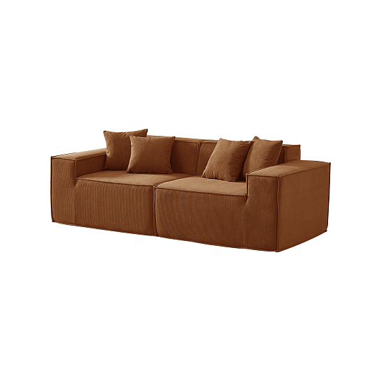 Прямой бескаркасный диван S045 оранжевый, размер 200×65×90&nbsp;см