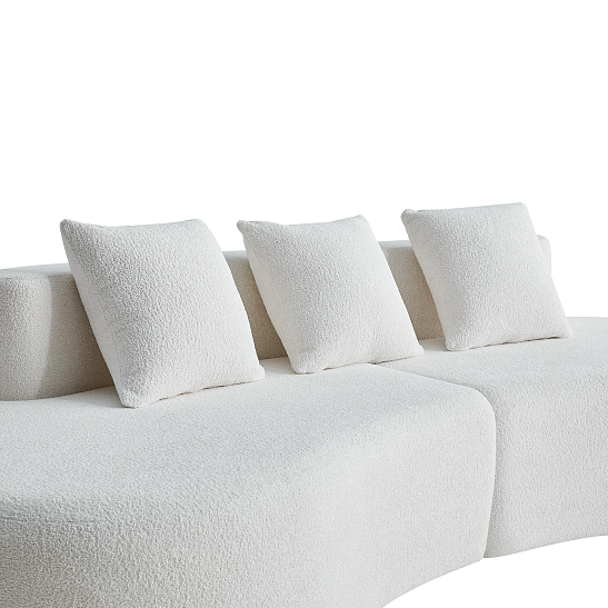 Модульный бескаркасный диван S077 белый, размер 277×103×68&nbsp;см