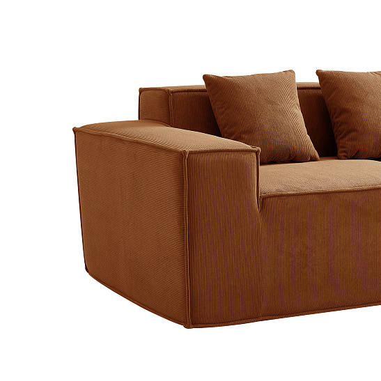 Угловой бескаркасный диван S044 оранжевый, размер 277×65×164&nbsp;см