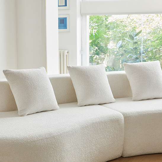 Модульный бескаркасный диван S077 белый, размер 277×103×68&nbsp;см