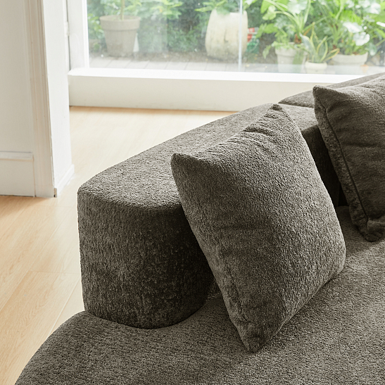 Модульный бескаркасный диван S077 серый, размер 277×103×68&nbsp;см