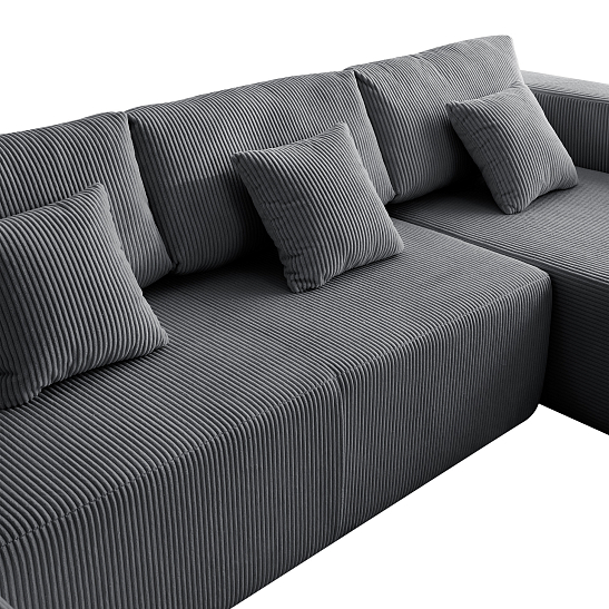 Модульный бескаркасный диван S052 серый, размер 350×180×82&nbsp;см