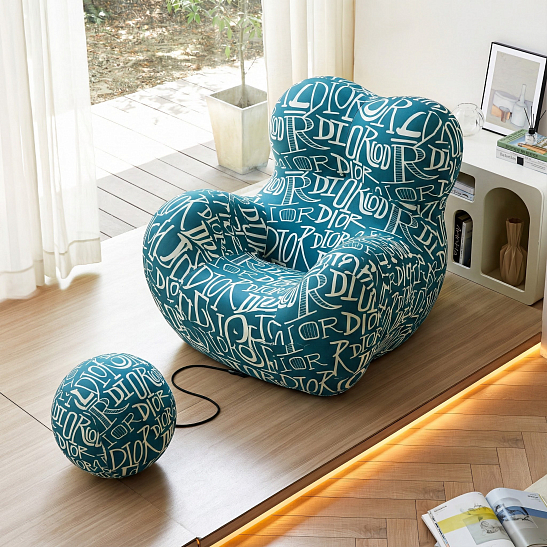 Бескаркасное кресло S023 синий, размер 121×90×102&nbsp;см