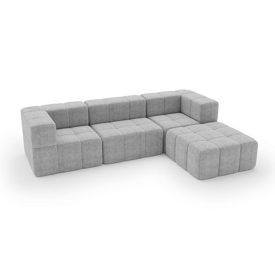 Угловой бескаркасный диван S069 светло-серый, размер 261×66×174&nbsp;см