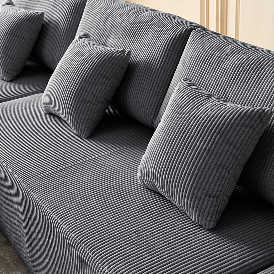 Модульный бескаркасный диван S052 серый, размер 350×180×82&nbsp;см