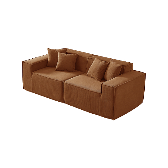 Прямой бескаркасный диван S045 оранжевый, размер 200×65×90&nbsp;см