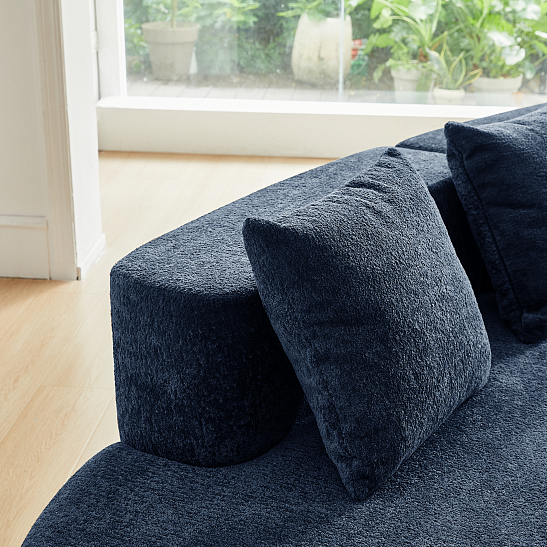 Модульный бескаркасный диван S077 синий, размер 277×103×68&nbsp;см