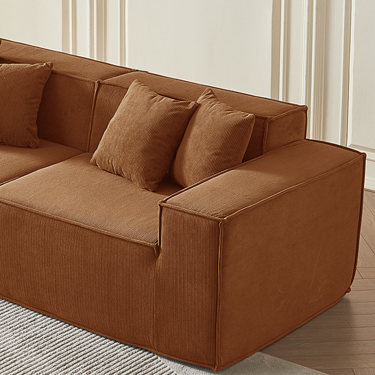 Прямой бескаркасный диван S045 оранжевый, размер 200×65×90&nbsp;см