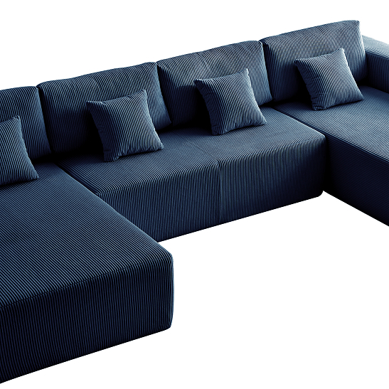 Модульный бескаркасный диван S052 синий, размер 350×180×82&nbsp;см