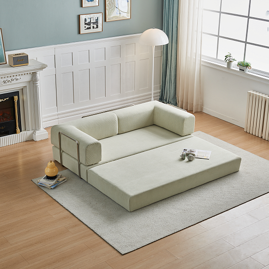 Бескаркасный диван-кровать S062 бежевый, размер 188×73×88&nbsp;см