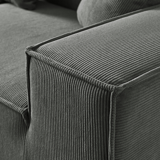 Угловой бескаркасный диван S044 серый, размер 277×65×164&nbsp;см