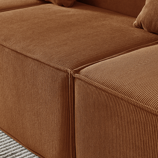 Угловой бескаркасный диван S044 оранжевый, размер 277×65×164&nbsp;см