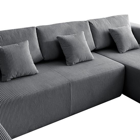 Модульный бескаркасный диван S052 серый, размер 350×180×82&nbsp;см